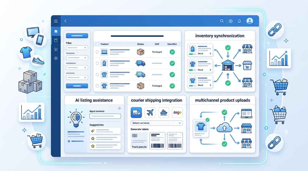 Sellenvo OnBuy integration features including inventory synchronization order management AI listings and courier integration.